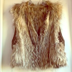 Vince Fox Fur wool knit vest size L